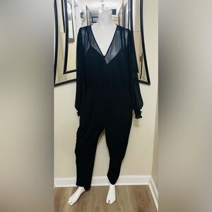 Express Black Sheer Sleeve Jumpsuit